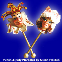 Punch & Judy Marottes made in resin by Glenn Holden