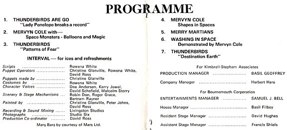 Thunderbirds Stage Show Programme